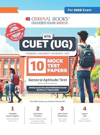 Oswaal NTA CUET (UG) 10 Mock Test Papers Papers | Section III (Compulsory) | General Aptitude Test (For 2025 Exam) | With New Syllabus & Pattern