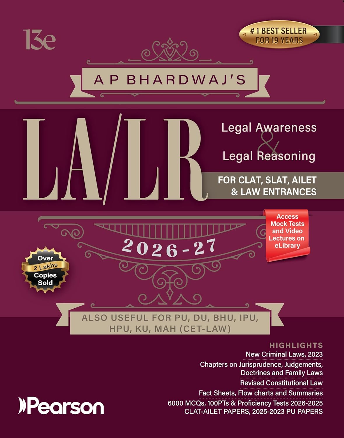 Pearson Legal Awareness & Legal Reasoning (LA/LR) 2026–27 for CLAT, SLAT, AILET