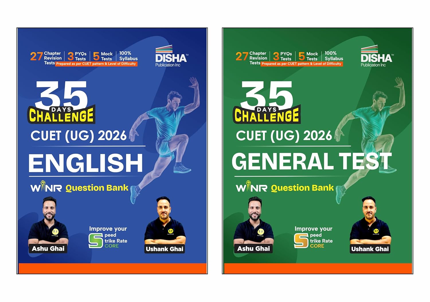 Disha Combo (2 Books) 35 Days Challenge CUET (UG) 2026 English Language & General Test WINR Question Bank by Ashu Ghai & Ushank Ghai