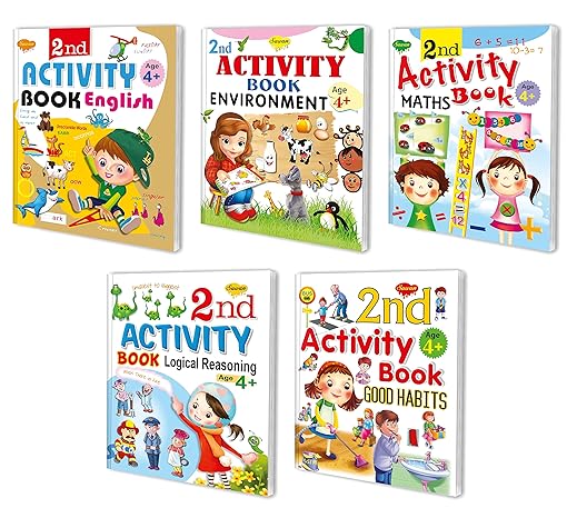 Sawan Set of 5 activity books 2nd Activity for 4+ (English,Enviroment,Logical Reasoning,Maths & Good Habbits) [Perfect Paperback] Sawan