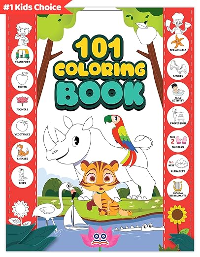101 Colouring Book for Kids | Best Selling Colour Drawing Book in India | Return Gift - Premium Quality Coloring Book | Ages: 2 - 6 Years | Two Brothers Publications