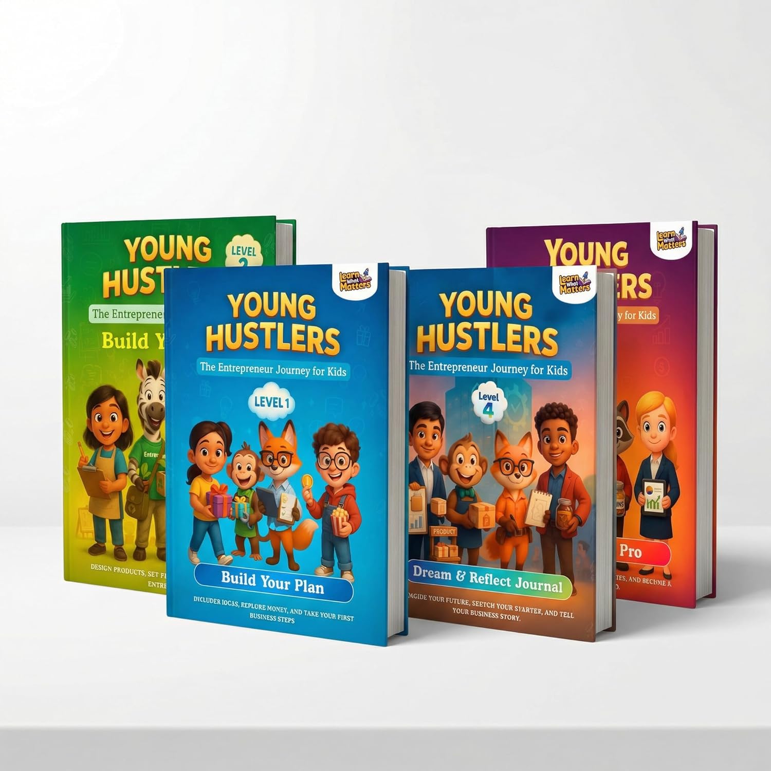 Young Hustlers Complete Set Level 1-4 | Kids Financial Literacy & Entrepreneurship Workbooks for Ages 6-14